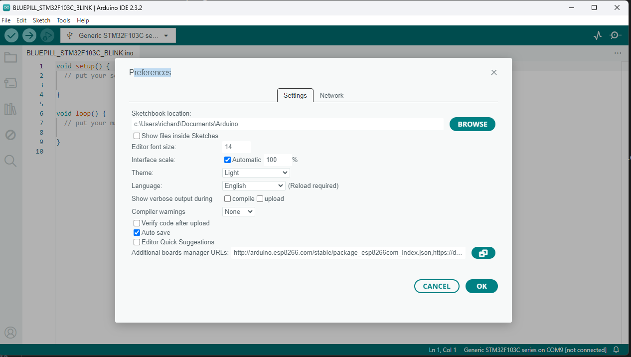 Arduino IDE Preferences